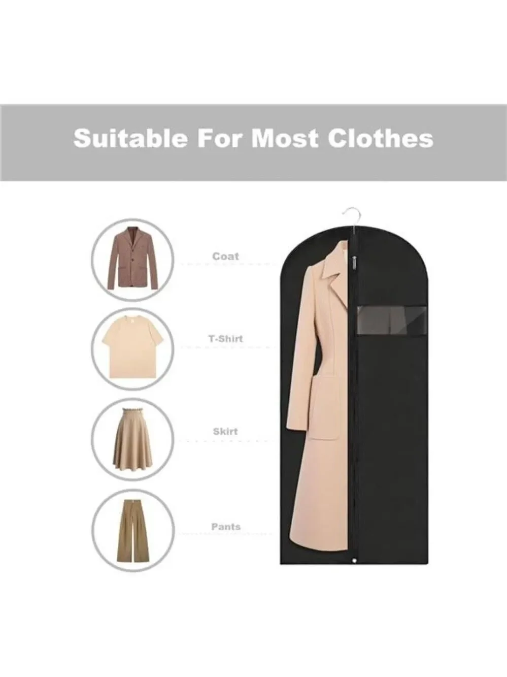 Garment Bags for Hanging Clothes Suit Dress Bag Long Black Travel Storage Cover